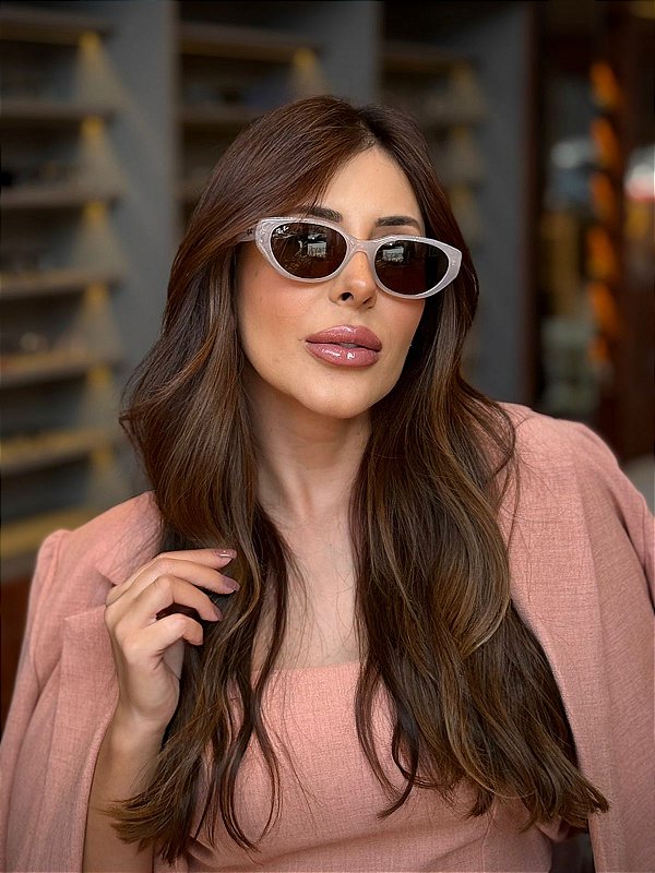 Óculos de Sol Ray-Ban - Acetato Rosê com Lente Marrom