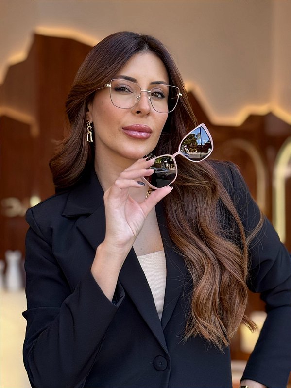 Óculos de Grau Clip-on Elegance - Metal Nude