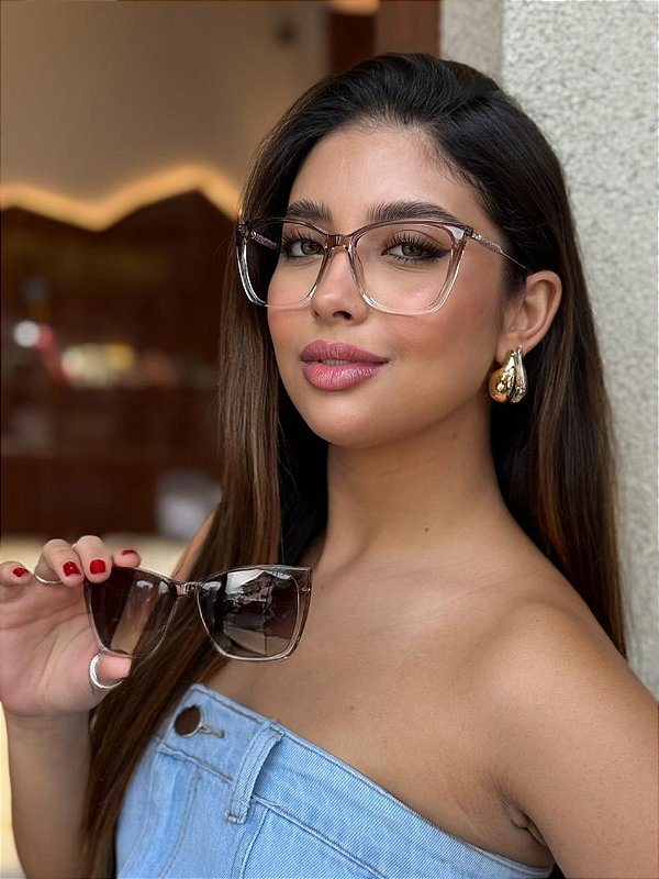 Óculos de Grau Clip-on Elegance - Acetato Rosê Translúcido