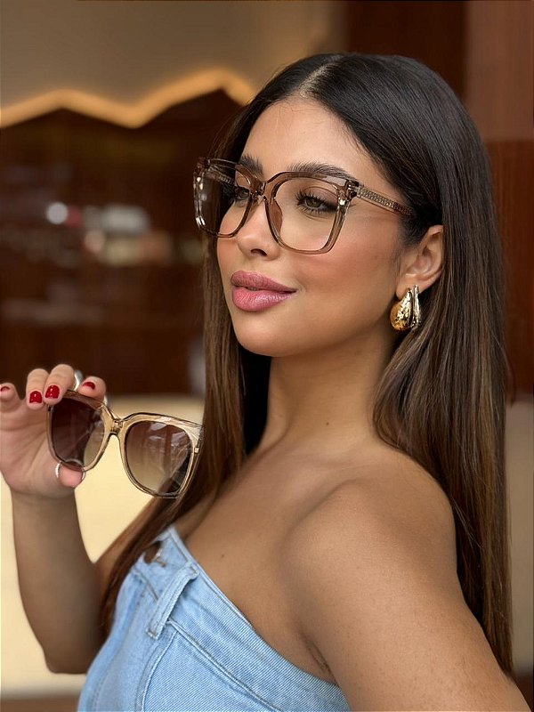 Óculos de Grau Clip-on Elegance - Acetato Rosê Translúcido