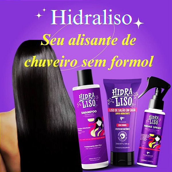 KIT Hidraliso Cabelo Liso De Salão Em Casa Em Minutos Sem Formol. Liso e Saldável