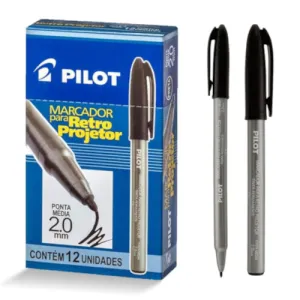 CANETA RETROPROJETOR 2.0 PRETO PILOT CX C/ 12UN