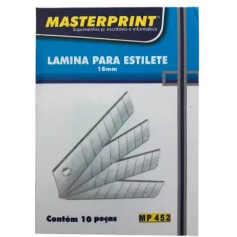 LAMINA P/ ESTILETE 18MM MP 452 CX C/10 LAMINAS MASTERPRINT