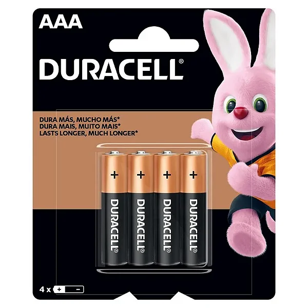 PILHA DURACELL ALCALINA PALITO AAA C/4 DURACELL