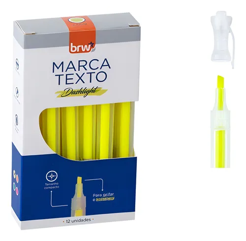 Caneta Marca Texto Dashlight Amarelo 12 Un