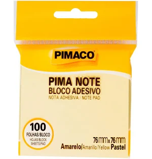 BLOCO DE RECADO AUTOADESIVO 76X76MM AMARELO - 100 FLS