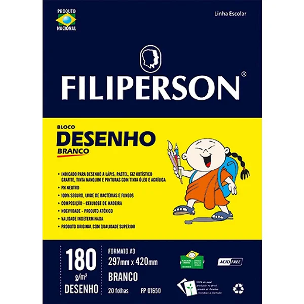 BLOCO DESENHO 20 FOLHAS A3 180G BRANCO
