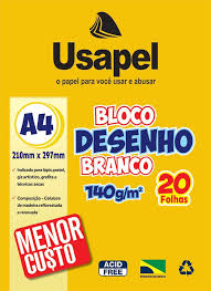 BLOCO DESENHO A4 140G 20 FLS BRANCO