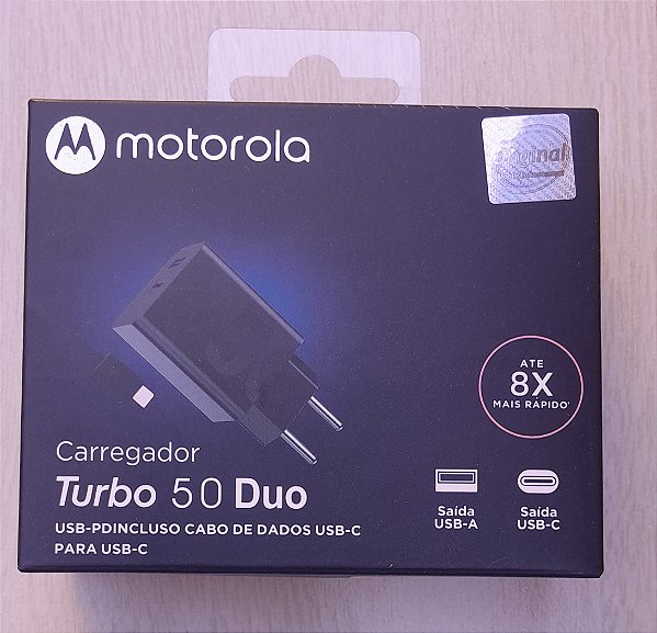 Carregador Turbo 50 Duo Motorola - Carregamento Rápido e Eficiente