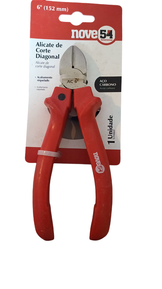 Alicate de Corte Diagonal 6" Aço Polido Nove54
