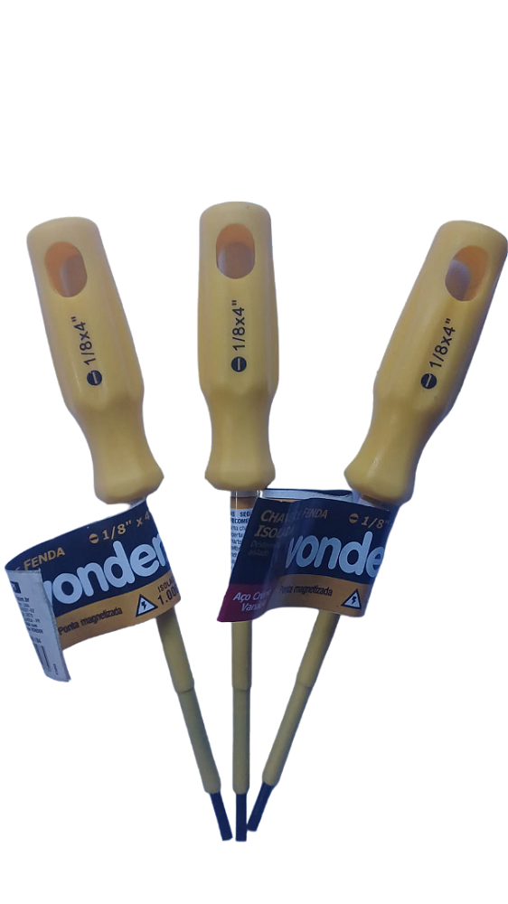 Chave de Fenda Isolada com Haste de Aço Cromo Vanádio 1/8" x 4" - VONDER