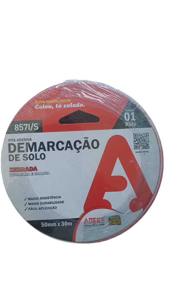 Fita Branca e Vermelha para Demarcação 50x30 REF. 857I/S - Adere
