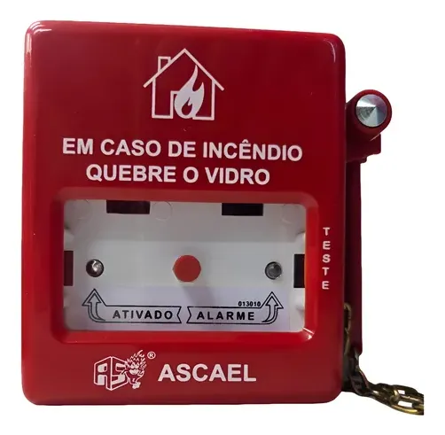 Acionador de Alarme de Incêndio ASCAEL - Quebra de Vidro AQVS-A 0051-T