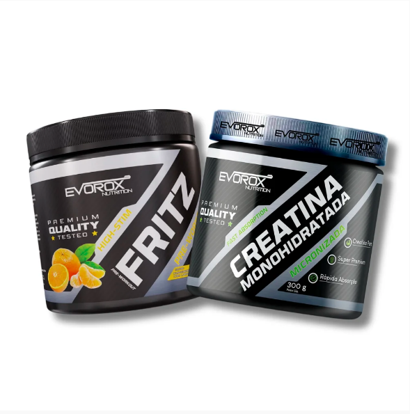 KIT LOVE PUMP – PRÉ TREINO FRITZ 300G + CREATINA MONOHIDRATADA 300G EVOROX NUTRITION