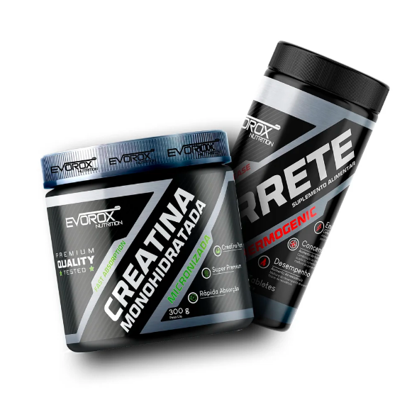 COMBO CREATINA MICRONIZADA + TERMOGÊNICO DERRETE 60 TABLETS EVOROX NUTRITION