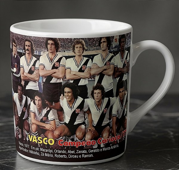 Caneca de porcelana Personalizada campeão carioca de 1977, Ídolos e Conquistas do Vasco da Gama