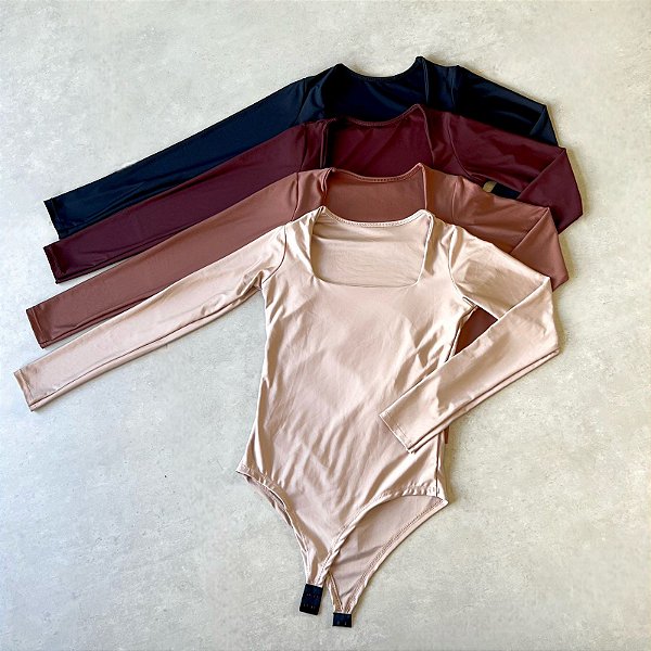 Body Poliamida Decote Reto