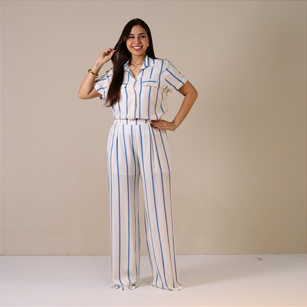 Conjunto Calça e Camisa Listrada