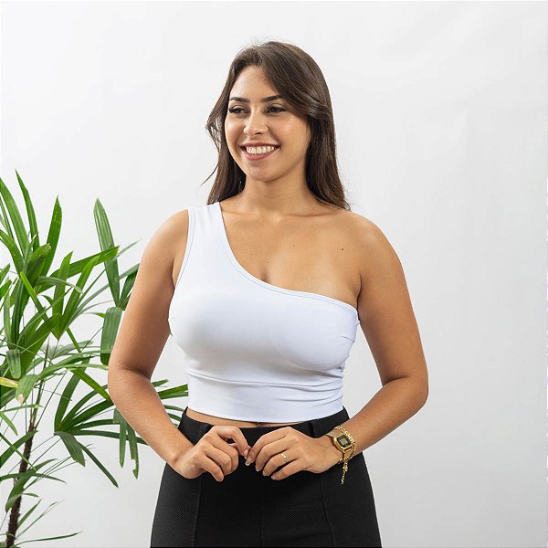 Blusa Top Cropped Suplex Ombro Só Com Bojo