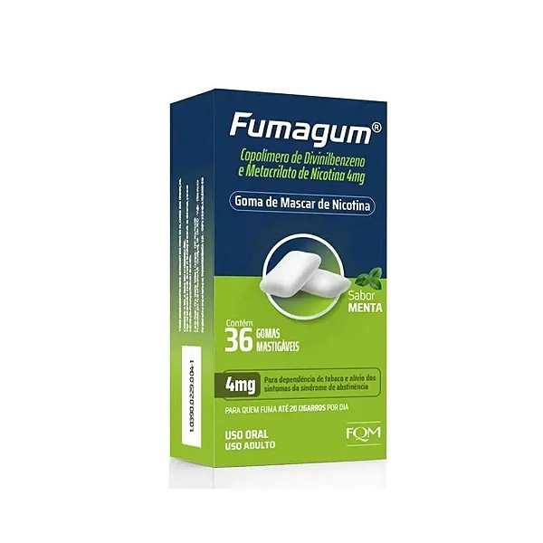 Fumagum 4mg c/36 Unidades - Sabor Menta - Gomas Mastigáveis de Nicotina Para Parar de Fumar