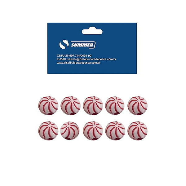 Miçanga de Pesca Mixirica Branca e Vermelho Cart.10pcs