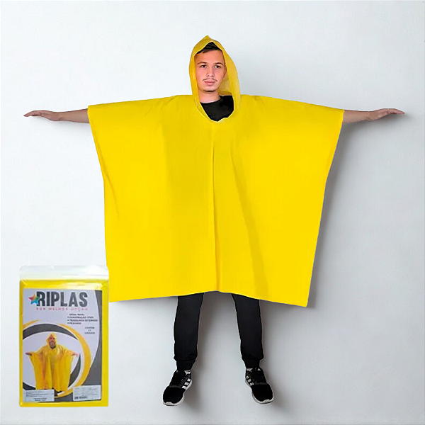 Capa De Chuva Amarela Impermeavel Resistente Unissex Adulto
