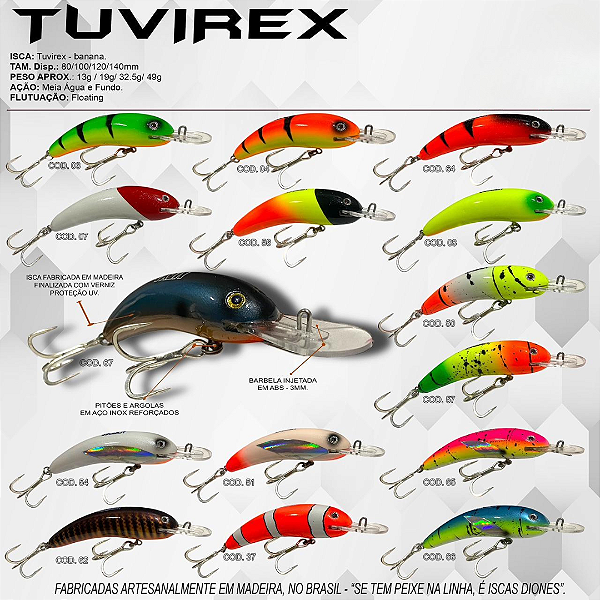 Isca Artificial Diones Tuvirex 120 - Meia-Água/Fundo 12cm 32.5g