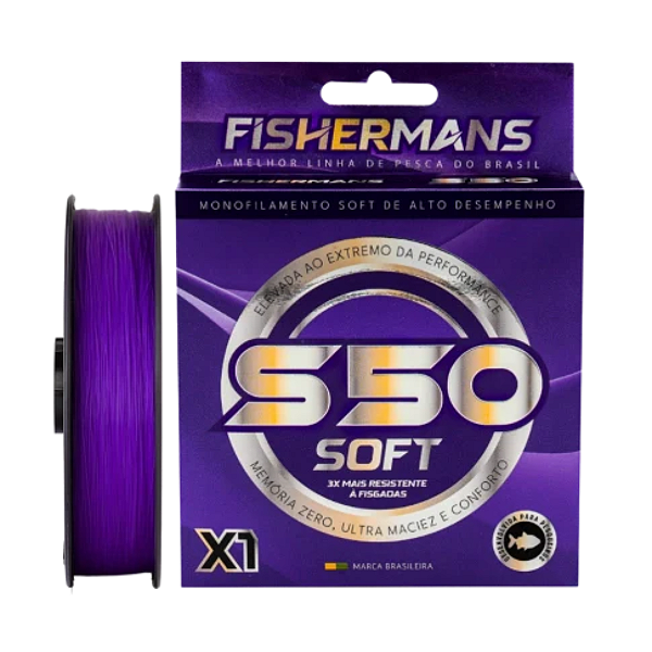 Linha Monofilamento Fishermans S50 Soft 0,43 mm – 300mts – Roxa