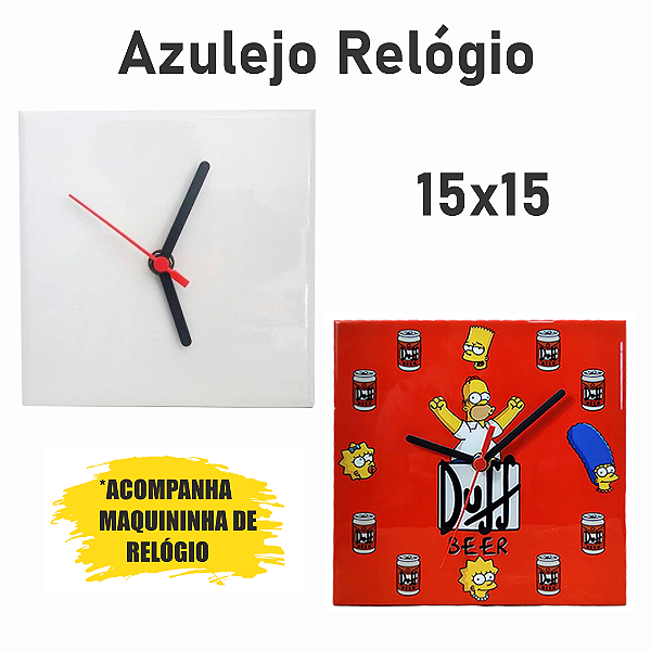 Relógio de Azulejo em Cerâmica Branca para Sublimação 15x15cm