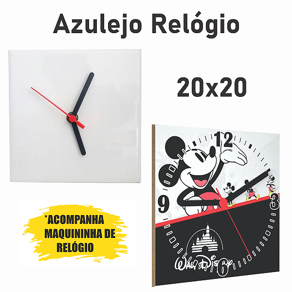 Relógio de Azulejo em Cerâmica Branca para Sublimação 20x20cm