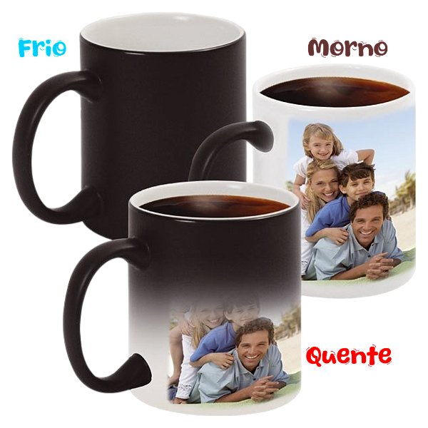 Caneca Mágica Preta para Sublimação com Interior Branco - Unidade