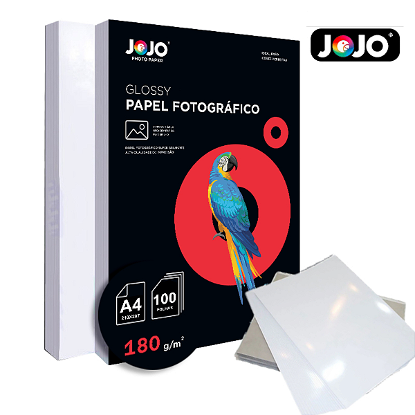 Papel Fotográfico Glossy 180g A4 - 100 Folhas - JOJO Paper