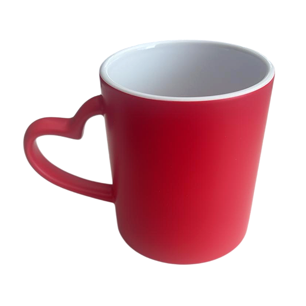 Caneca Mágica Vermelha com Alça Coração para Sublimação 325ml