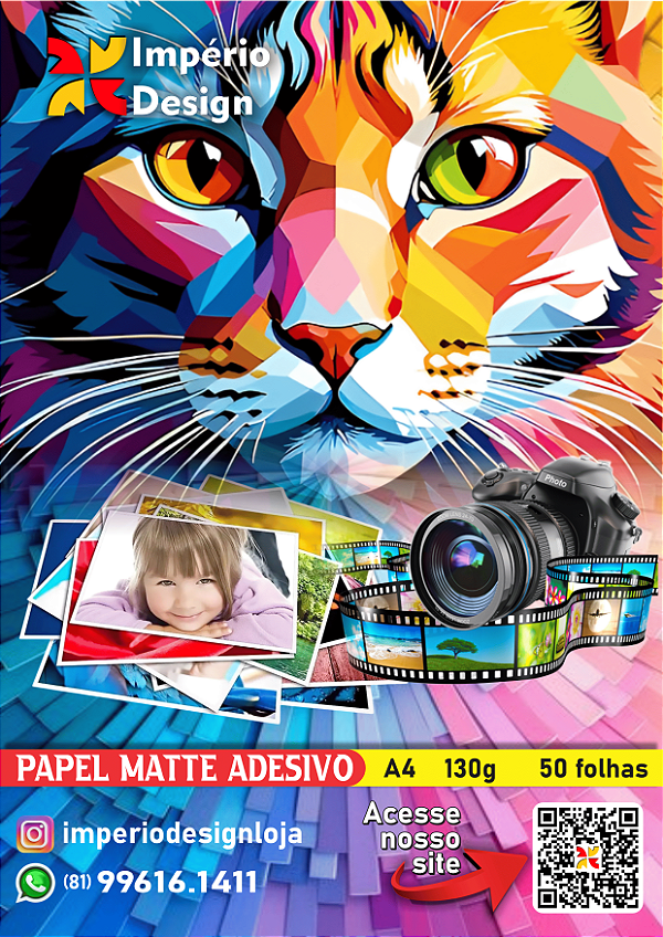 Papel Matte A4 Adesivo 130g 50 folhas