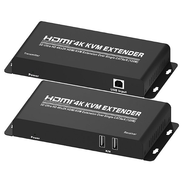 Extensor HDMI v 1.4 4K@30Hz 120m KVM sobre 1 cabo Cat5e/6 com IR