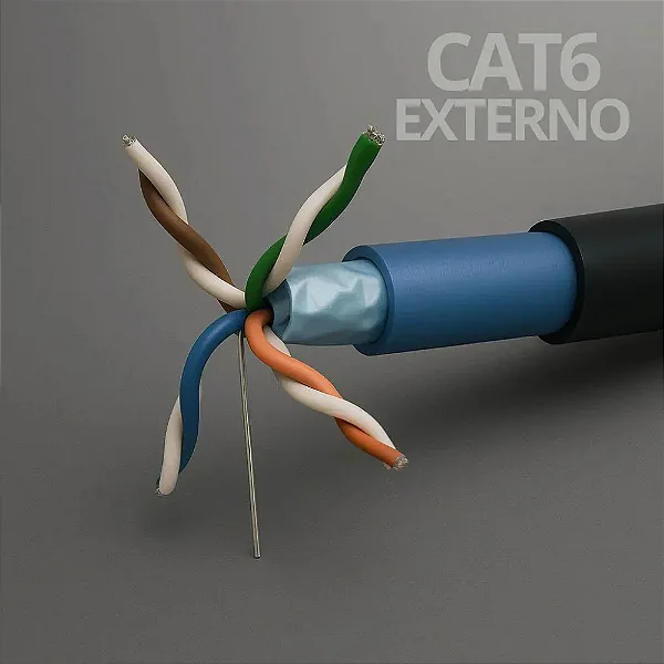 Cabo de Rede CAT6 Blindado Externo Dupla Capa F/UTP CM