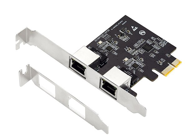 Placa de rede PCIe 2 portas GigaLan (RJ45) – Full 120mm + Slim 80mm