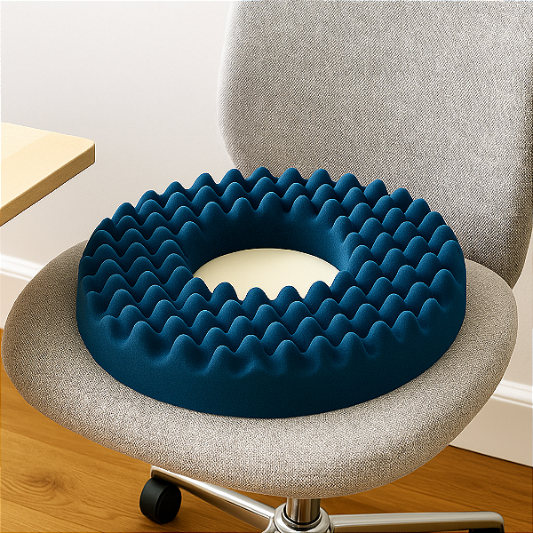 Almofada Caixa de Ovo Redonda 45x45x4 cm – Conforto Anatômico e Alívio de Pressão para Uso Terapêutico e Diário