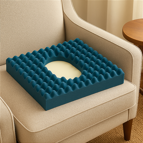 Almofada Caixa de Ovo Quadrada 45x45x4 cm – Alívio de Pressão e Conforto Anatômico para Uso Terapêutico e Diário