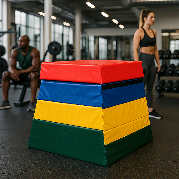 Plinto Piramidal Modular para Treino Funcional, Pliometria e Coordenação Motora – Ajustável e Revestido em Lona Vinílica