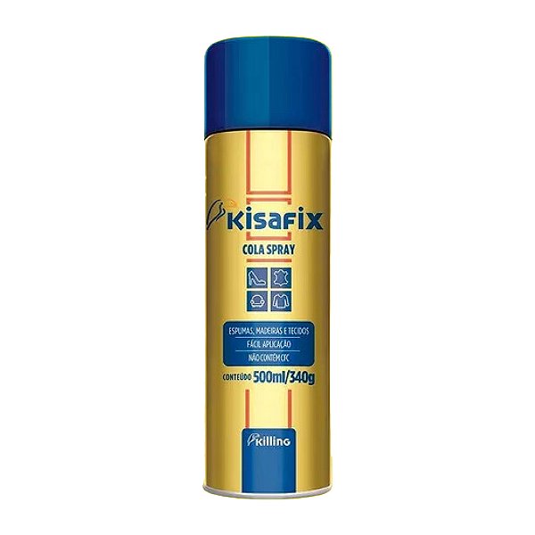 Cola de Contato Spray Kisafix 500ml – Adesivo de Alta Performance para Espumas, Tecidos, Laminados e MDF