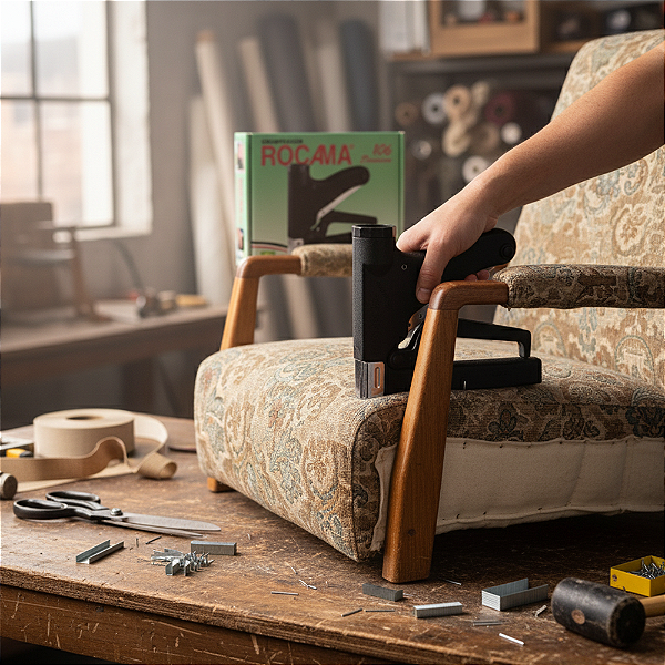 Grampeador Rocama Profissional – Ferramenta Reforçada para Estofados, Tapeçaria, Marcenaria, Artesanato e Embalagens