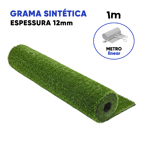 Grama Sintética 12mm – Verde Natural | Durável, Fácil de Manter e Ideal para Jardins, Quadras e Decoração