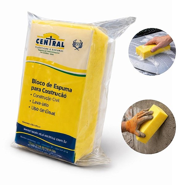 Bloco de Espuma D20 Amarela para Construção – 23x13x8cm Com Embalagem - Central Espumas
