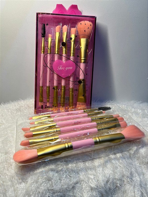 Kit Com 6 Pinceis De Maquiagem Com Pontas Duplas - Edição Limitada