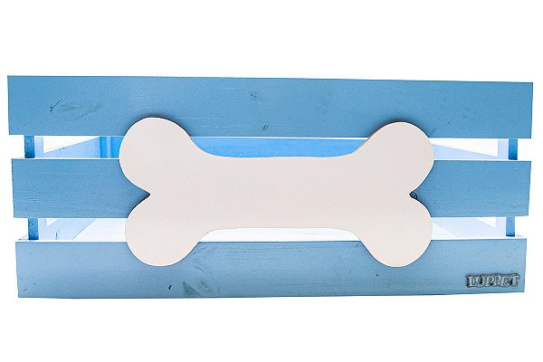 Caixa Organizadora Pet Luppet Com Madeira Reaproveitada Azul