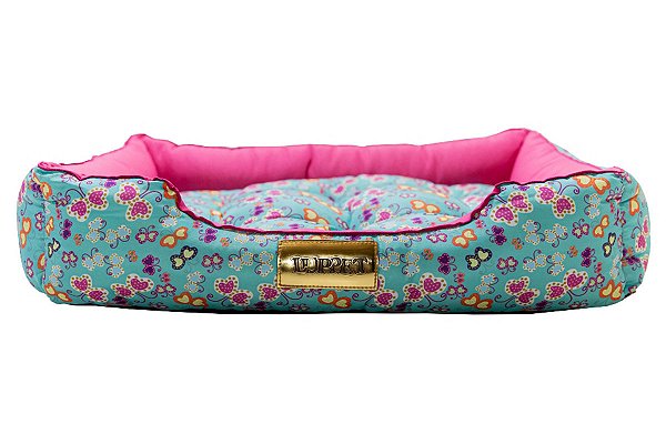 Cama Retangular para Cachorro ou Gato Luppet Luxo Rosa Borboleta Tamanho:M