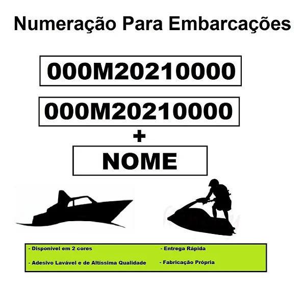Adesivo Número Inscrição E Nome Embarcação - Lancha E Barco