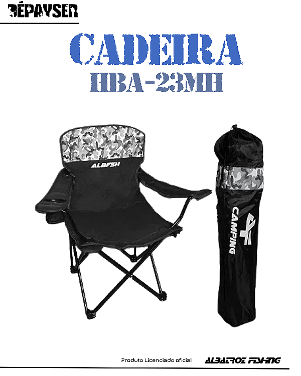 Cadeira Para Pescador Grande Dobrável Com Braço Hba-23mh - Albatroz Fishing Resiste Até 120kg