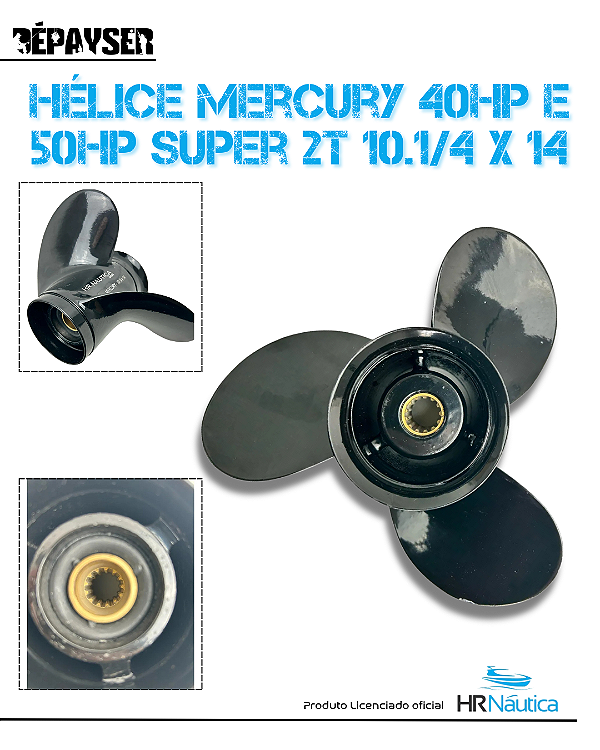 Hélice Motor Popa Mercury 40hp e 50hp Super 2t 10.1/4 X 14
